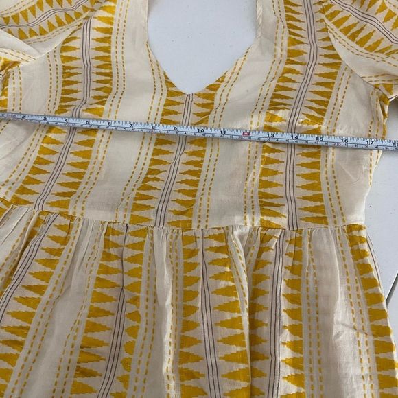 Geometric Embroidered Tie Back Yellow Midi Dress NWOT - Picture 5 of 6